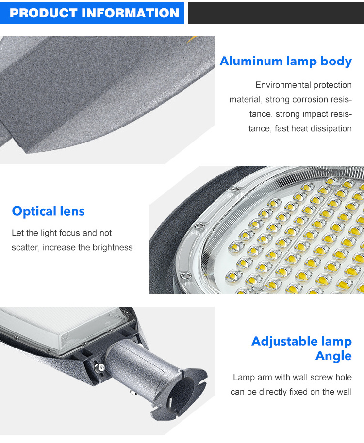 Country Road Lighting Ip66 Waterproof Outdoor Aluminum SMD 100w 150w 200w Adjustable Led Streetlight