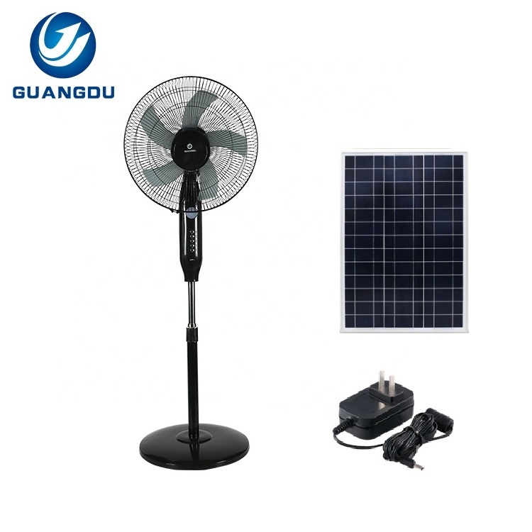 Wholesale Price Outdoor Black Blue Golden Oscillating Aluminum Three Wind Speed 20w Portable Solar Floor Fan