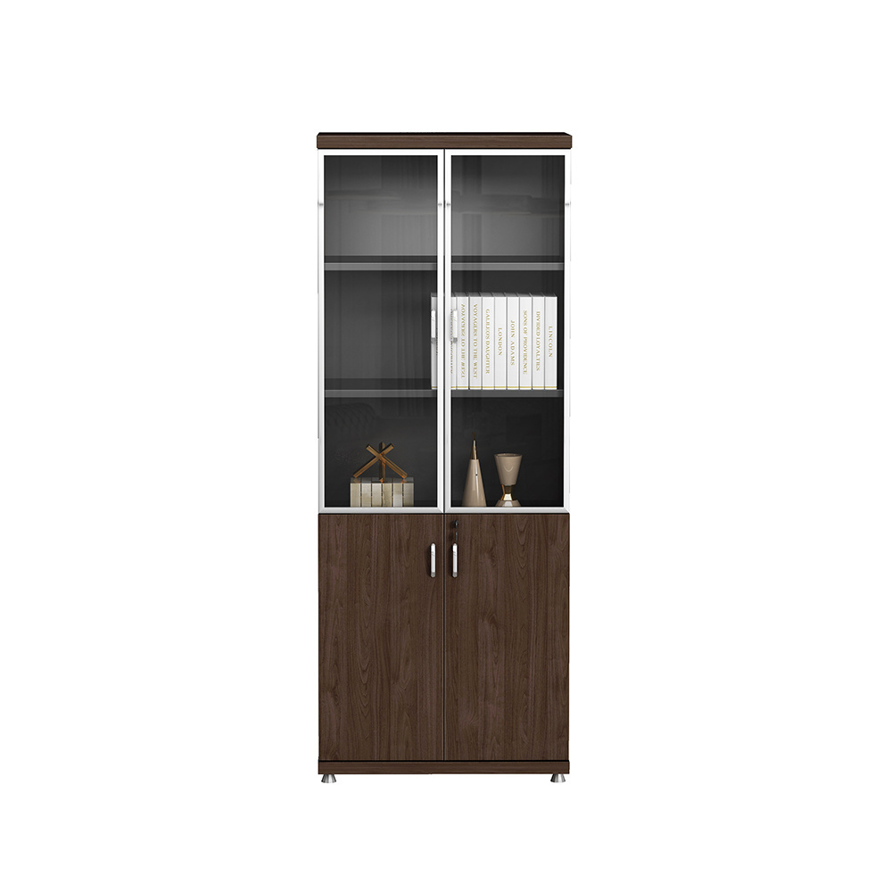 high quality wood File cabinet with lock steel leg filing cabinet aluminum frame glass door cabinet genova office furniture