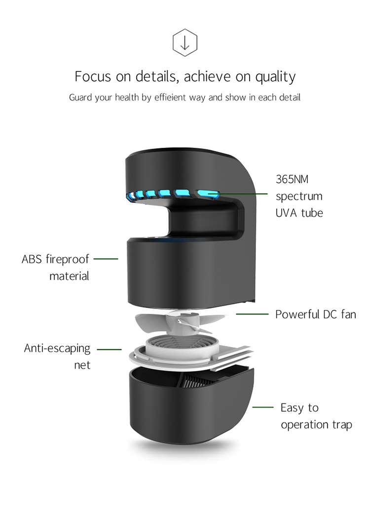 E-trap Plug-in Insect Trap Indoor Safe Eco-Friendly and Healthy Plug in Physical Trapping Insect DC Mosquito Fan Trap