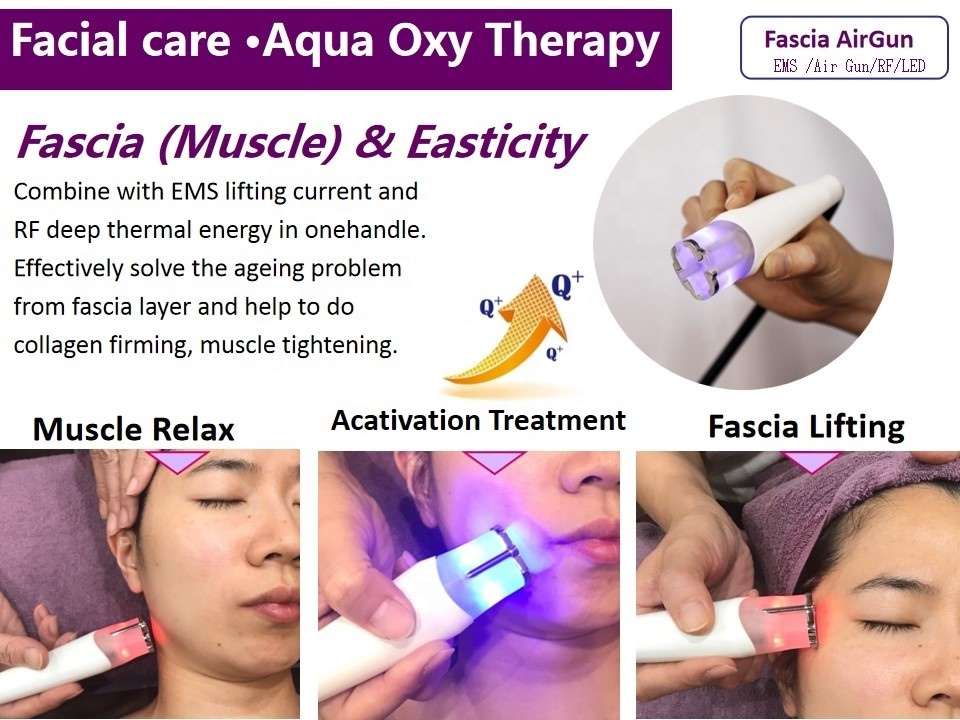 2024 OEM Hot Selling Ems Facial Air Gun Massager Rf Face Lifting Machine Skin Tighten Blue Light Technology Beauty Device