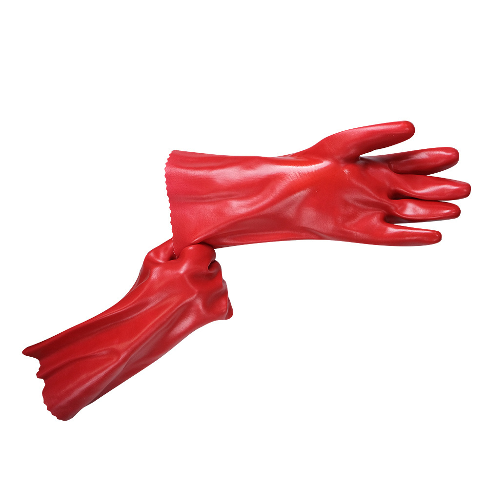 Durable Red Oil Resistant industrial glove Chemical Resistant PVC Gloves waterproof nitrile gloves