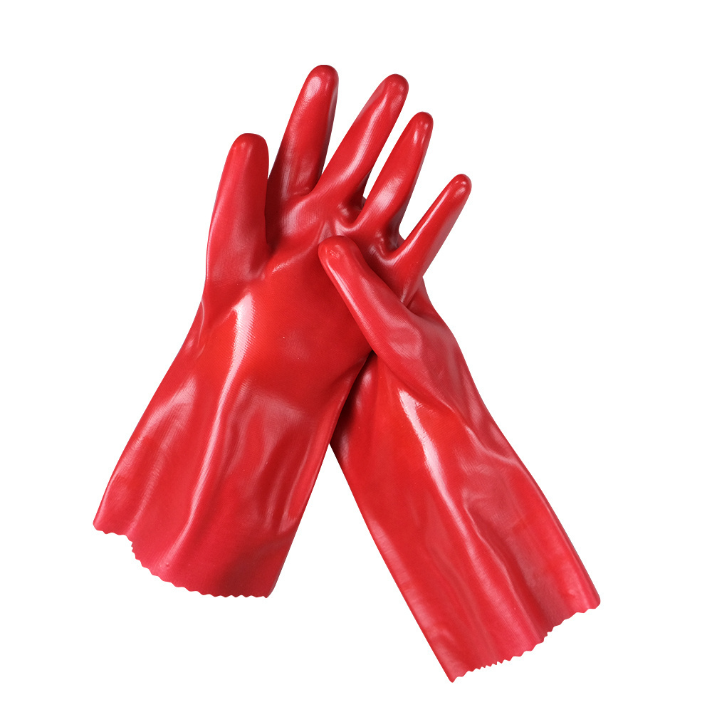 Durable Red Oil Resistant industrial glove Chemical Resistant PVC Gloves waterproof nitrile gloves