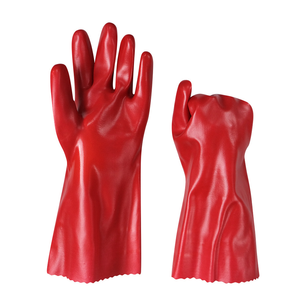 Durable Red Oil Resistant industrial glove Chemical Resistant PVC Gloves waterproof nitrile gloves