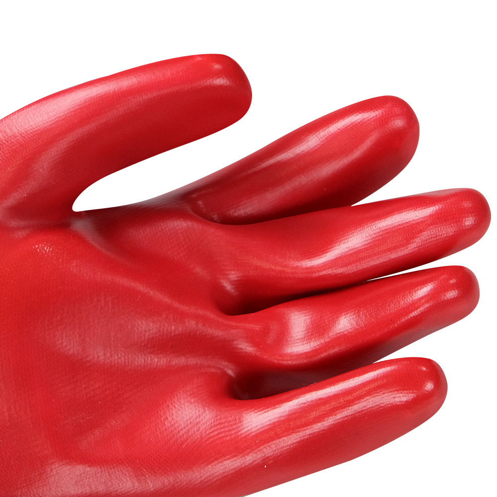 Durable Red Oil Resistant industrial glove Chemical Resistant PVC Gloves waterproof nitrile gloves