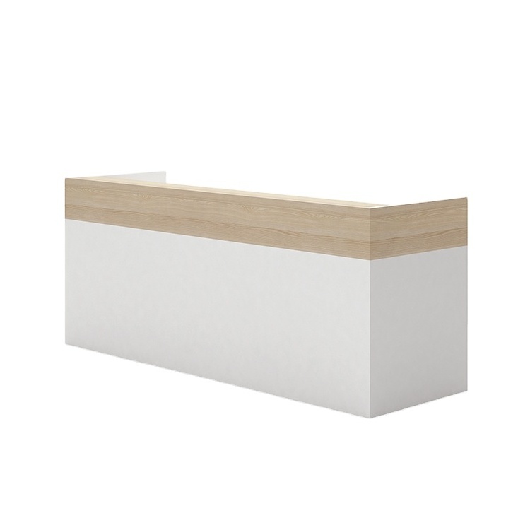 White Office Wood Counter Front Design Standing Reception Desk