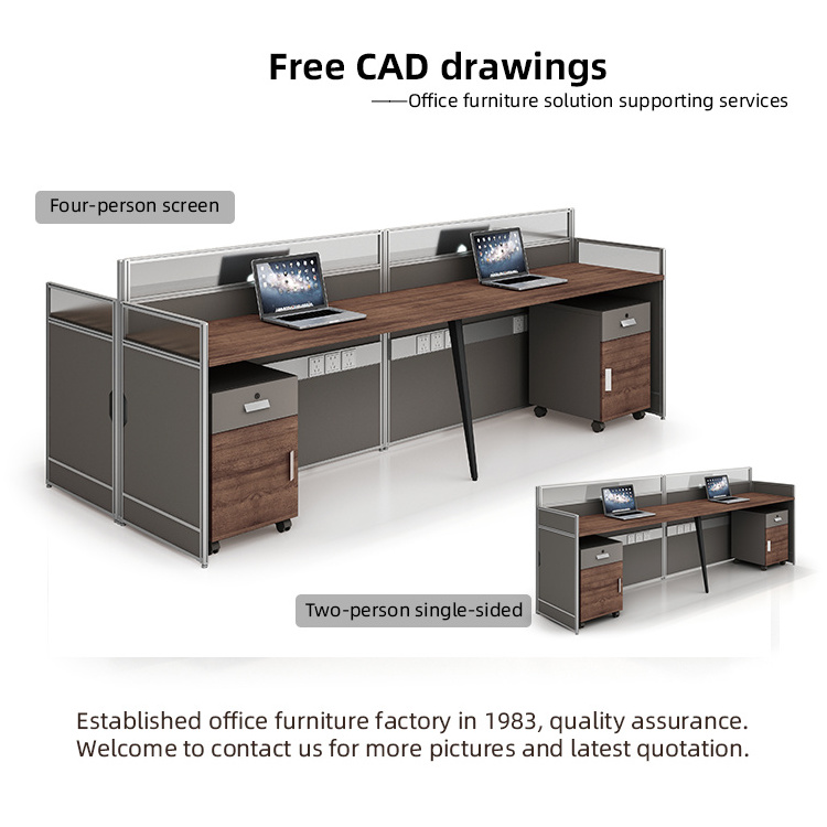 Customizable factory price 4 Person Modular Cubical Cubicles Modern Staff Desk Furniture Office Workstations