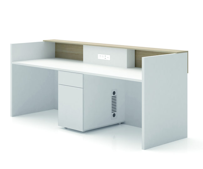 White Office Wood Counter Front Design Standing Reception Desk