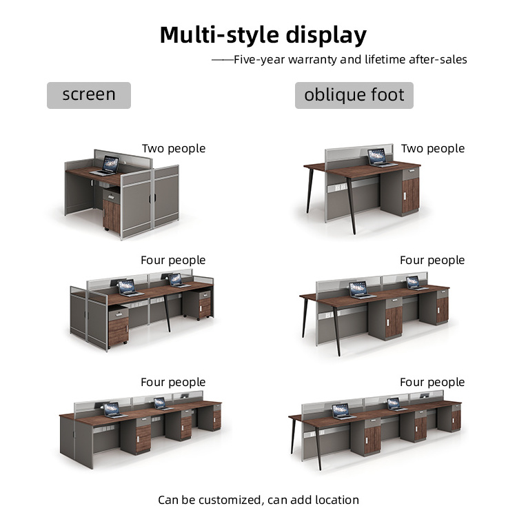 Customizable factory price 4 Person Modular Cubical Cubicles Modern Staff Desk Furniture Office Workstations