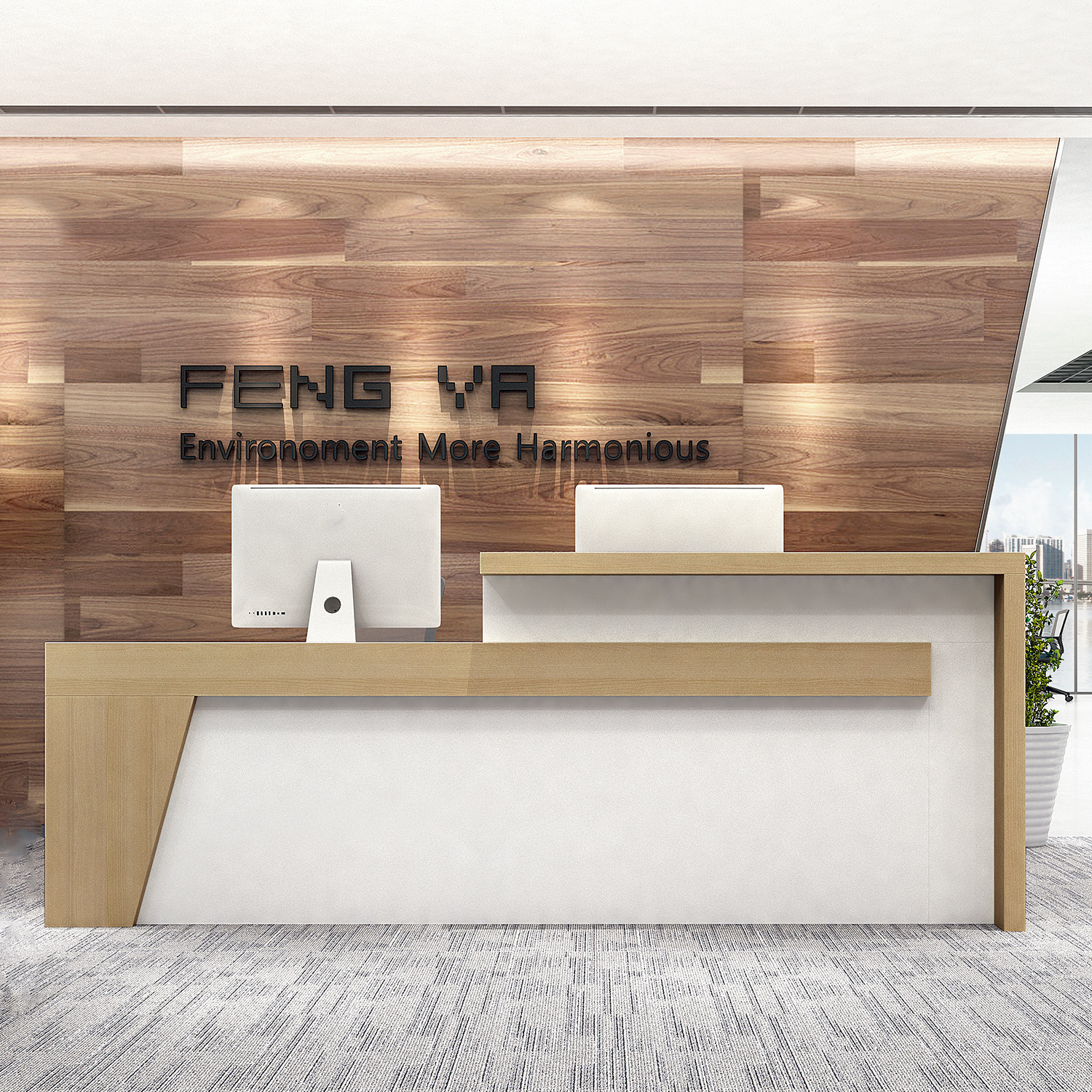 Gokeng standard size office front reception desk table Modern reception desk Hospital companies can customize the front desk