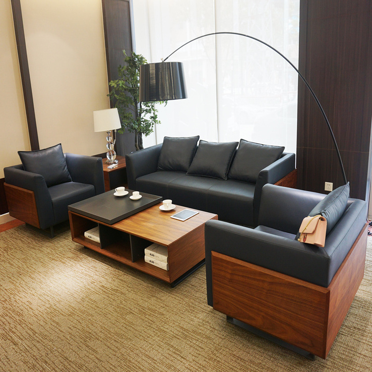 Hot Sale high -end Visitor Bench Office Waiting Leather Sofa 1+1+3 Furniture PU Sofa