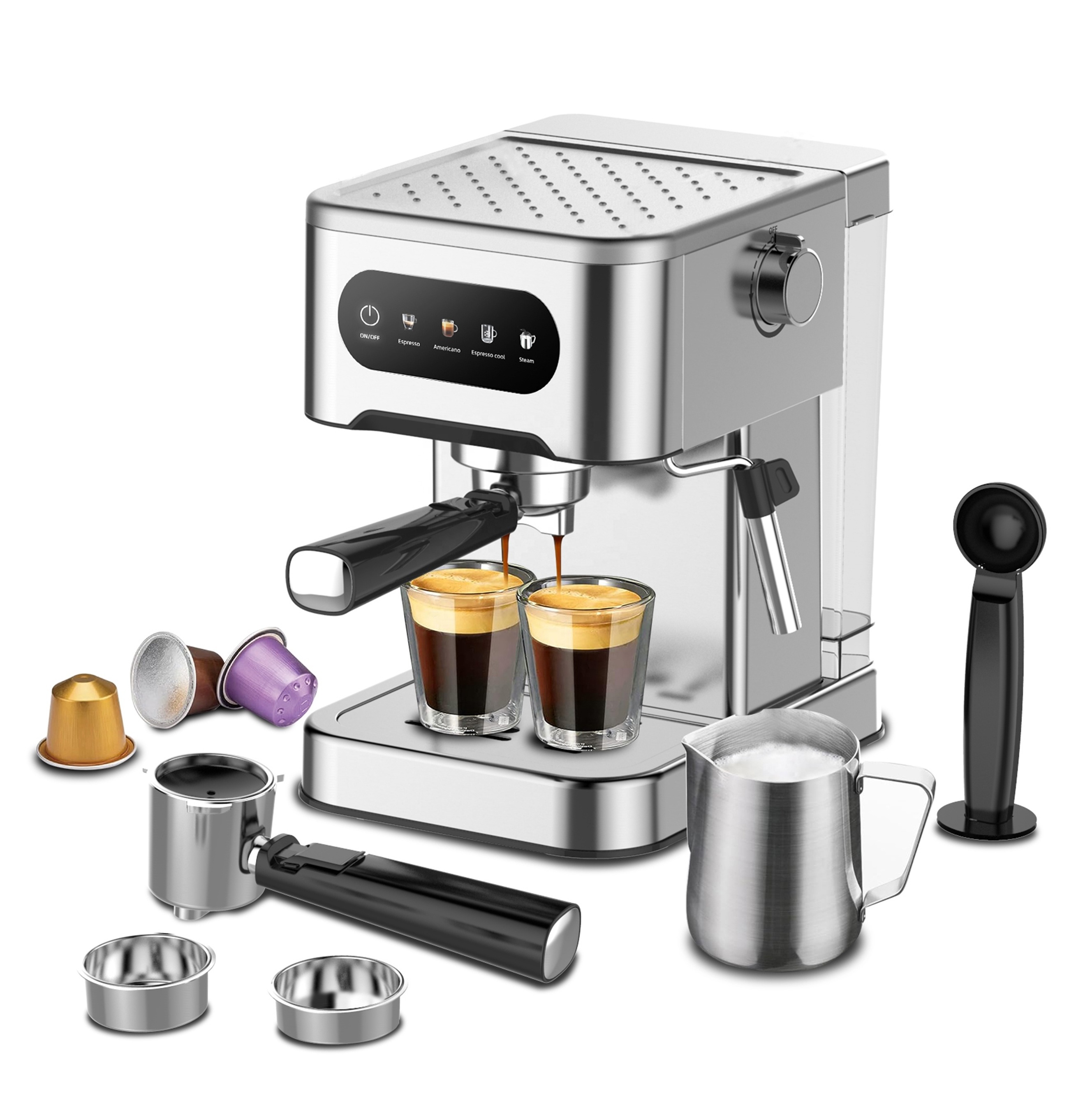 hibrew coffee machine 5 in 1 Espresso Americano Latte Capuccino coffee maker machine home use with milk frother