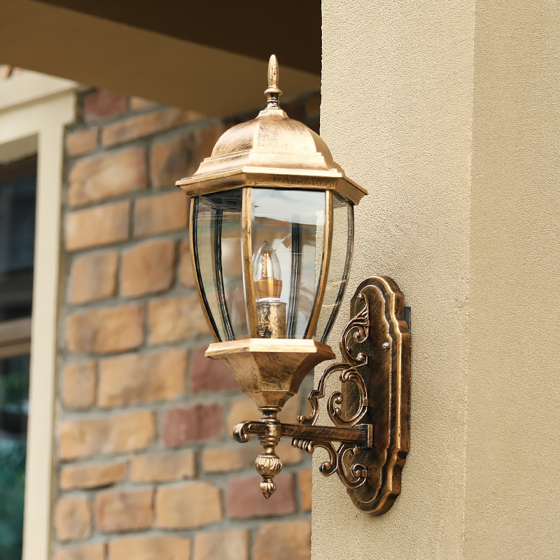 Outdoor Solar Wall Lamp with Light Sensor Waterproof Wall Light Outdoor Wall Sconce Led Hexagonal Light Fixture