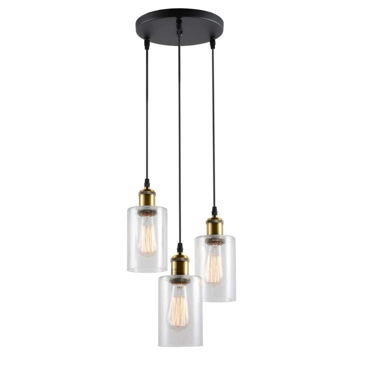 European Seeded Glass Shades for Kitchen Island chandelier Modern Home Vintage 3 Light Glass Pendant Light Fixture