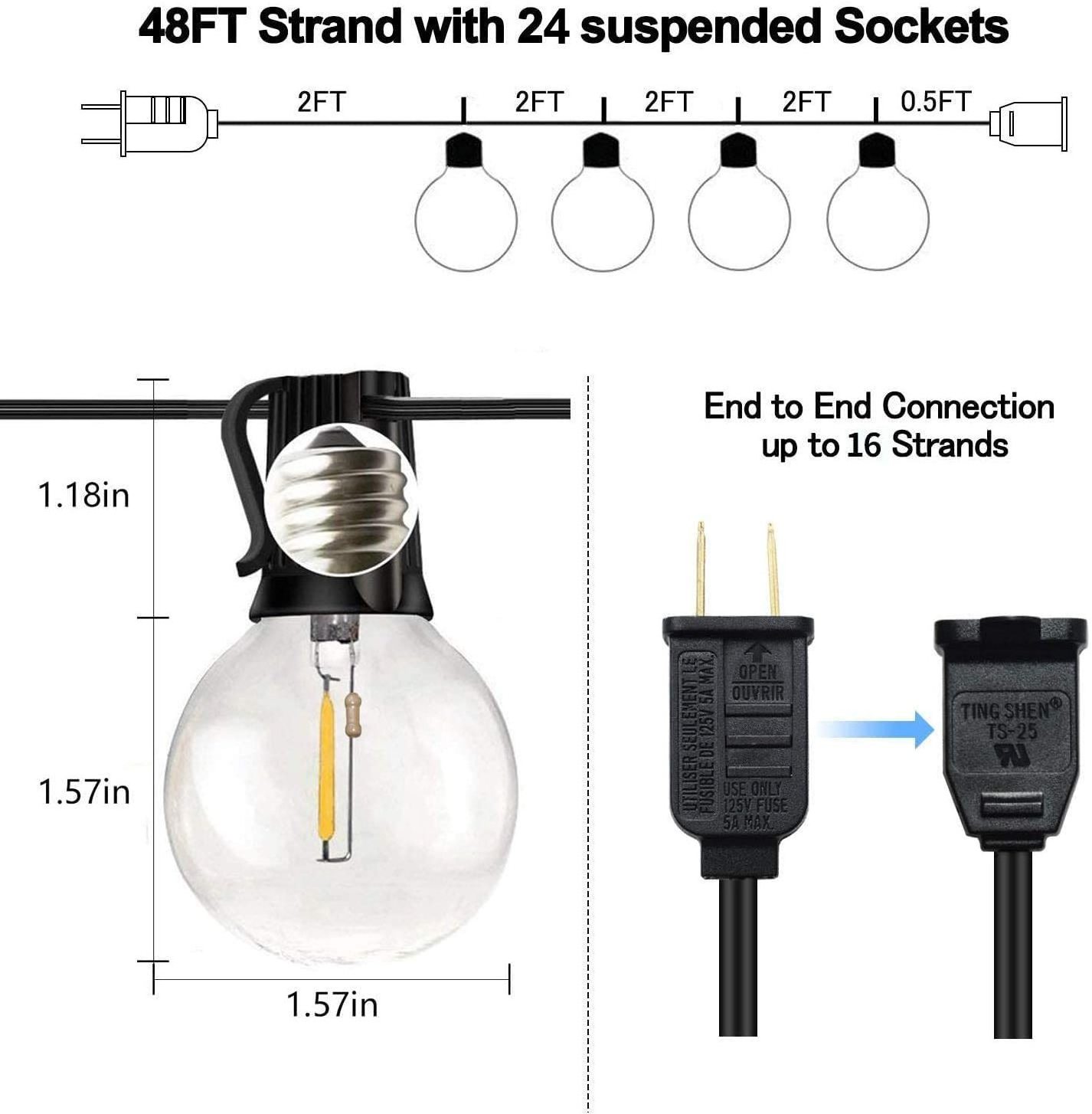 courtyard garden Gallery backyard party light bulb Outdoor IP44 led G40 transparent light bulb global Christmas light LED