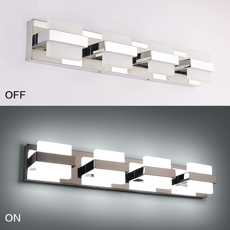 Dimmable LED Modern Bathroom Vanity Lamp Mirror 3 Lights Acrylic Stainless Steel Bathroom Wall Lamp