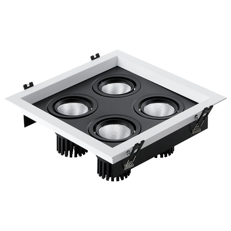 Indoor Aluminum Frame IP65 LED recessed downlight Rectangle Adjustable Three Head Down Light Recessed LED Downlight