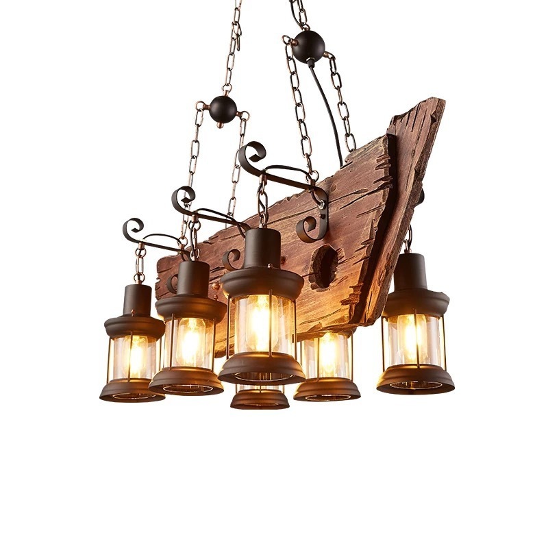 pendant lights Wooden Farmhouse Chandeliers Luminaire Suspension Lamparas Vintage Kitchen Glass Pendant Lighting