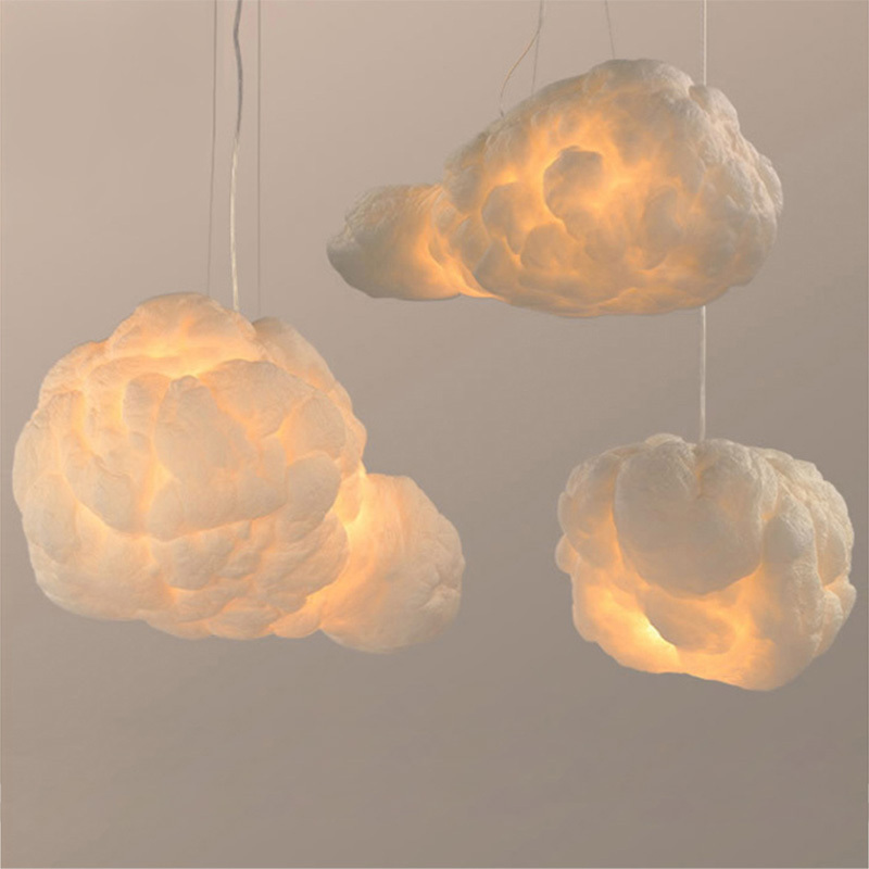 Creative White Floating Clouds Shape Chandeliers Ceiling Bar LED Decorative Pendant Lamp for Indoor Industrial Chrome Modern 80