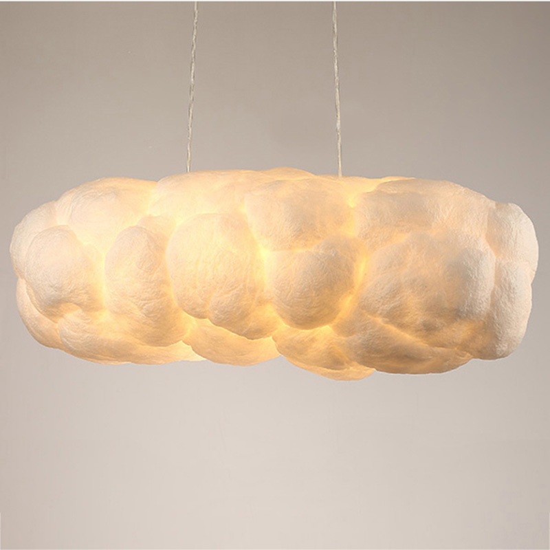 Creative White Floating Clouds Shape Chandeliers Ceiling Bar LED Decorative Pendant Lamp for Indoor Industrial Chrome Modern 80