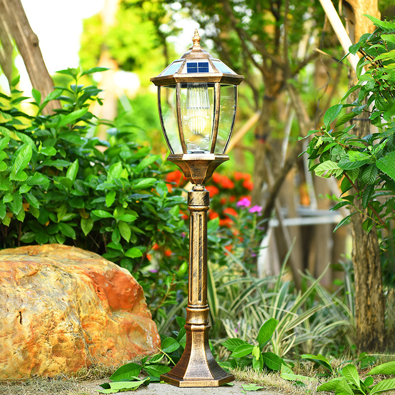 Solar Energized Stainless Steel Waterproof LED Outdoor Garden Light Landscape Yard Lawn Road Lamp Including Pillars