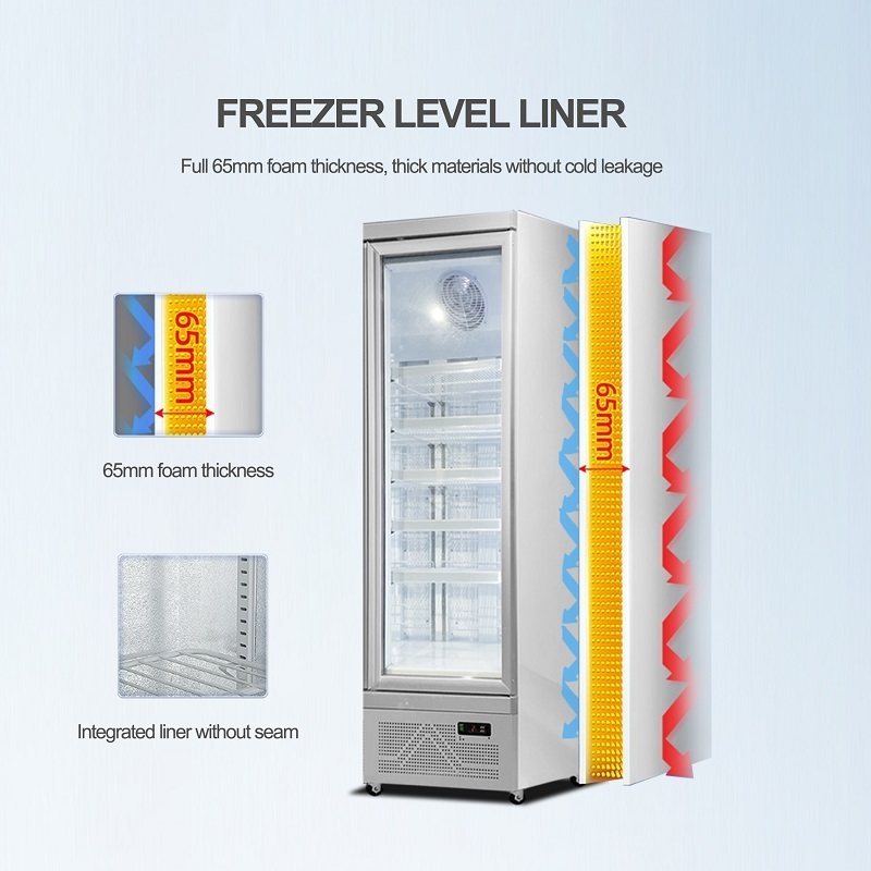 commercial supermarket refrigeration equipment transparent glass door chiller vertical display freezers