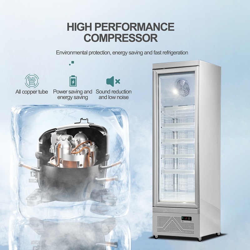 commercial supermarket refrigeration equipment transparent glass door chiller vertical display freezers