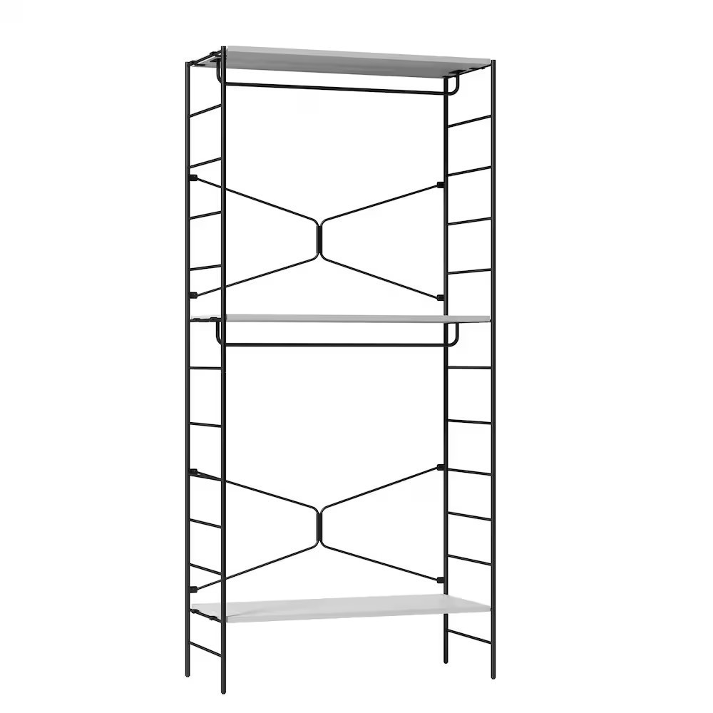 Wardrobes Metal Wooden Closets Adjustable Shelves 3-Tier Storage Rack Double Hang Rods Modular Closet Bedroom Closet