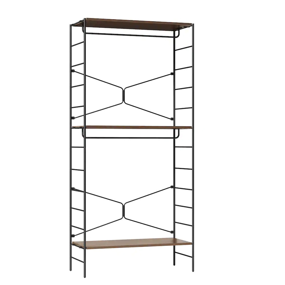 Clothes Closet Organizer With Three Shelves Racks Steel Shelving Closet Organizer Kit Freestanding Closet Organizer