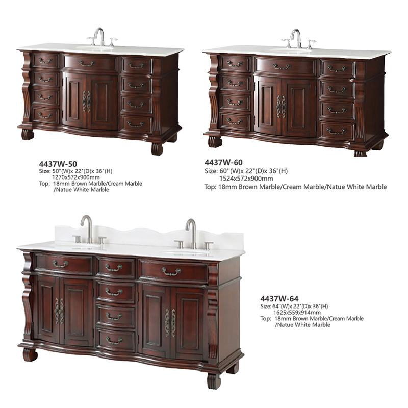 American Luxury Vintage Vanity Luxury Bathroom Cabinet Dressing Table Marble Top Bathroom Cabinet Dressing Table