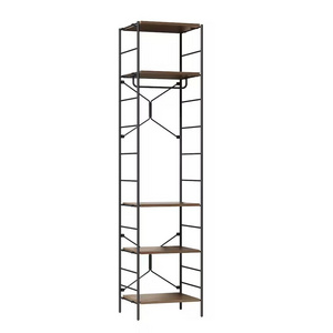 Metal Storage Racks Wood Closet Organizer Kit Five Shelves Storage Rack Hang Rod Multifunctional Storage Rack