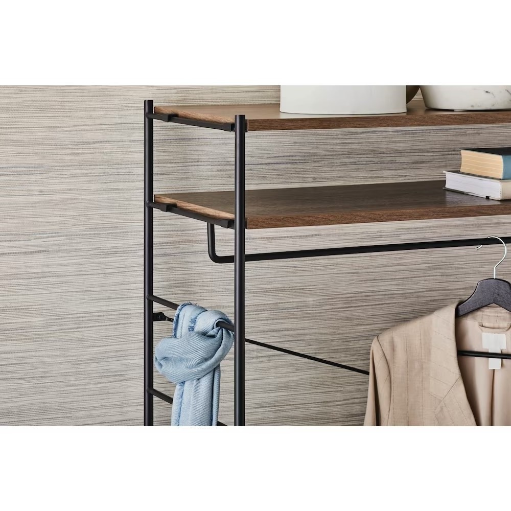 Clothes Closet Organizer With Three Shelves Racks Steel Shelving Closet Organizer Kit Freestanding Closet Organizer