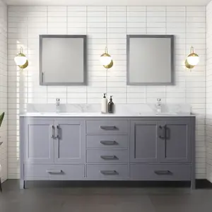 High Quality Modern 60 Inch Floor Grey Wooden Bathroom Vanity With Carrara White Marble Top Double Bathroom Vanity Furniture