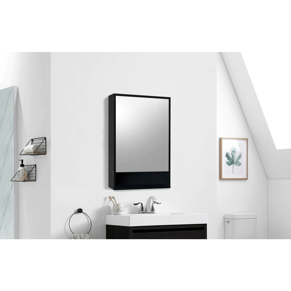 Reversible Hinges Bathroom Toilet Vanity Cabinet With Mirror and Open Shelf Mirror Cabinet Medicine Cabinet