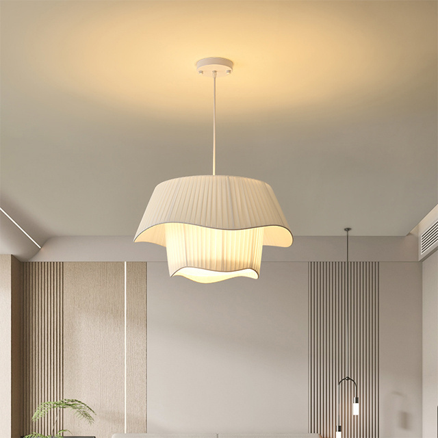 Japanese-Style Beige Pendant Lighting Ceiling Chandelier with Adjustable Cord for Dining Room Living Room Lighting