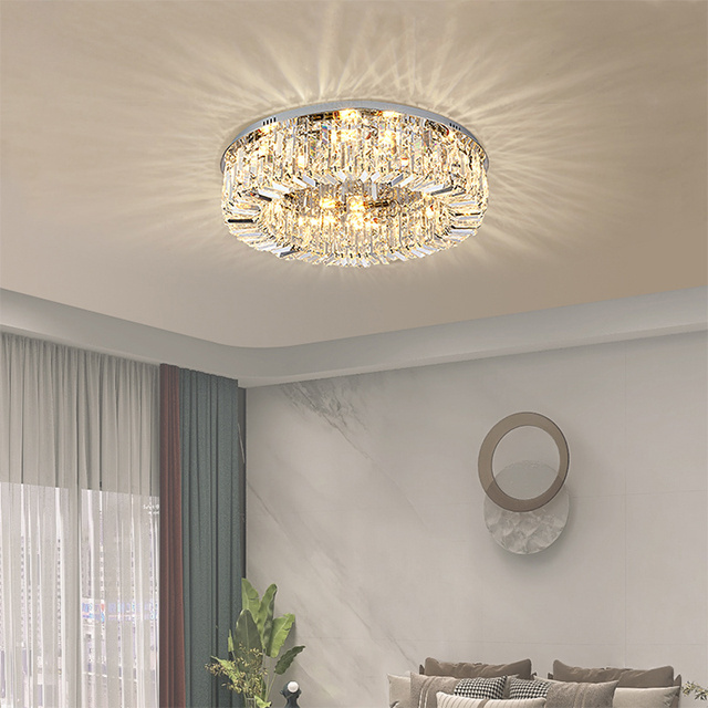 Luxury Modern Minimalist Crystal Round Ceiling LED Lamp Home Decor Crystal Flush Mount Ceiling Light