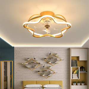 Modern Star Shaped Semi Flush Mount Quiet Ceiling Fan with LED Lights with Remote Control and Dimmable Ceiling Fan with Light