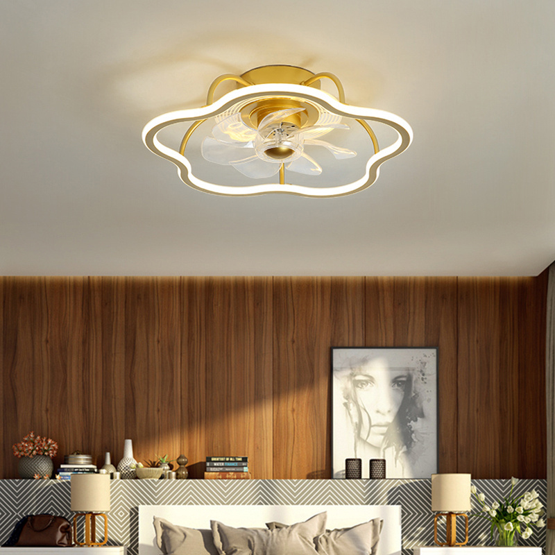 Modern Star Shaped Semi Flush Mount Quiet Ceiling Fan with LED Lights with Remote Control and Dimmable Ceiling Fan with Light