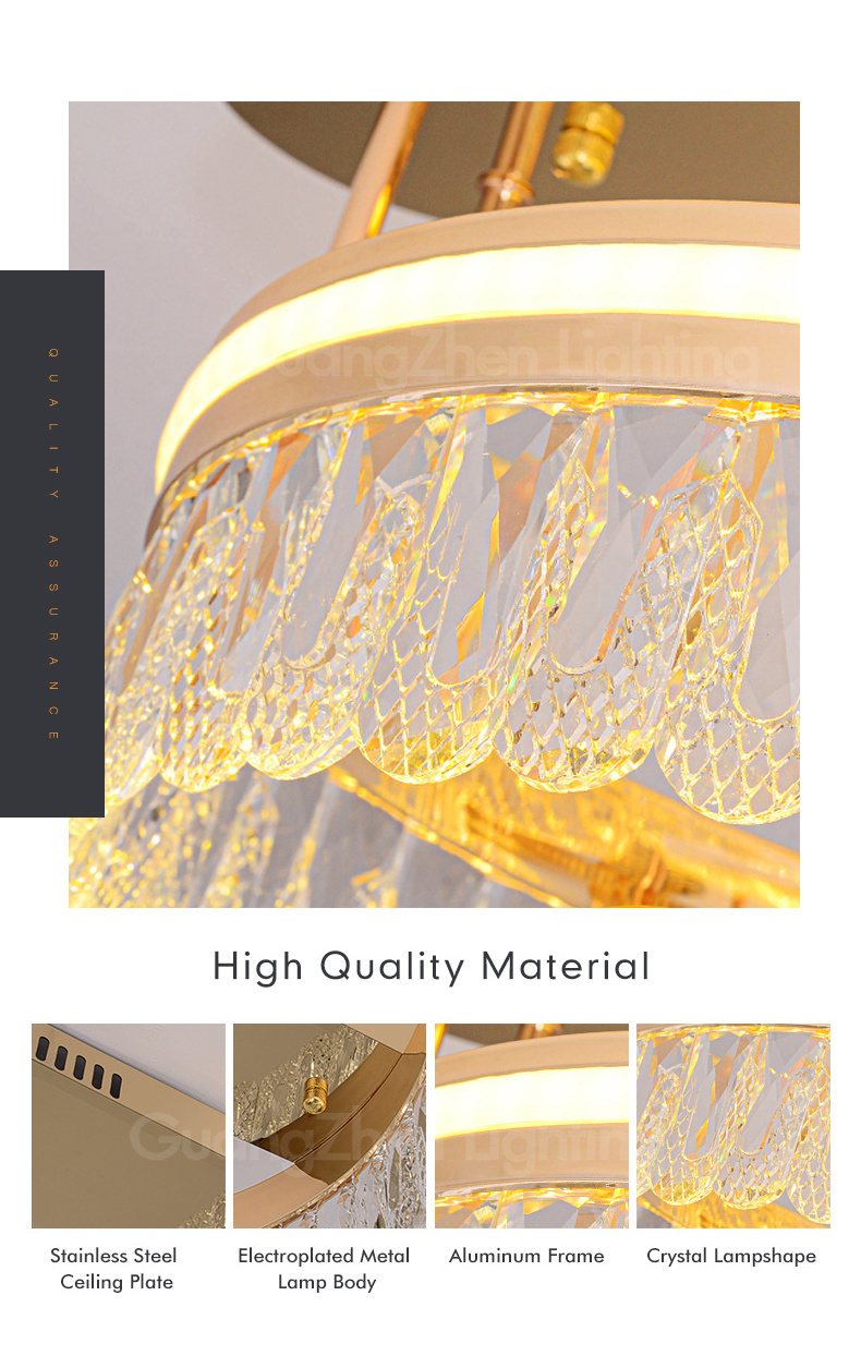 Contemporary Crystal Ceiling Light LED Flush Mount Chandeliers Round Ceiling Lamp Fixtures For Dining Room Bedroom Livingroom