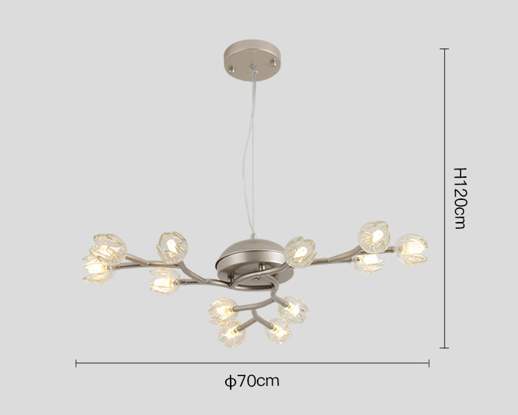 Modern Indoor Creative Flower Decoration Gold Crystal Chandelier Adjustable Pendant Lighting Fixture