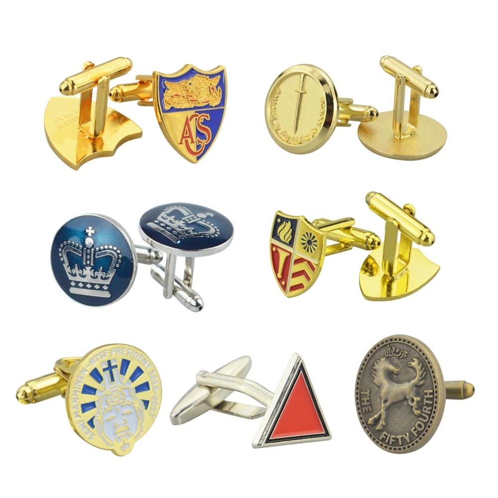 Cufflink Manufacturer Supplier Customised Logo Metal Cuff Links Men Cufflinks And Tie Clips