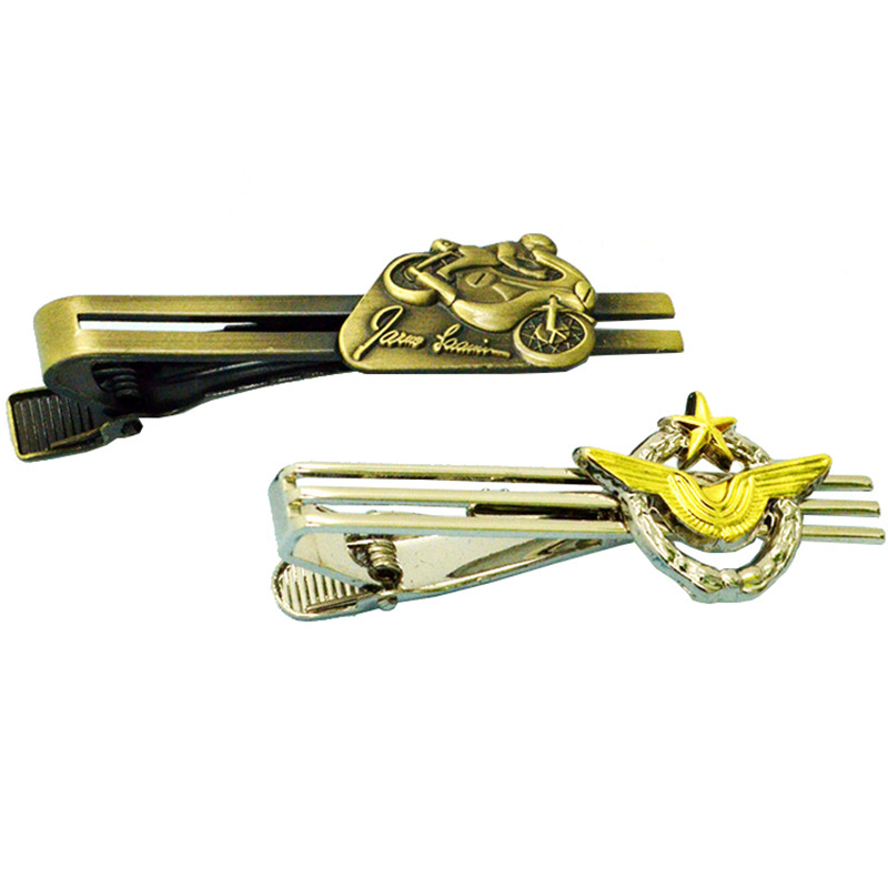 New  Style CuffLinks Tie Clip for Men Metal Gold Tone Bar Clasp Practical Necktie Clasp Tie Clip