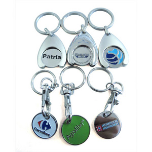 Wholesale Manufacturer Custom Trolley Token Key Ring Uk Shopping Trolley Coin Metal Key Chain Rings