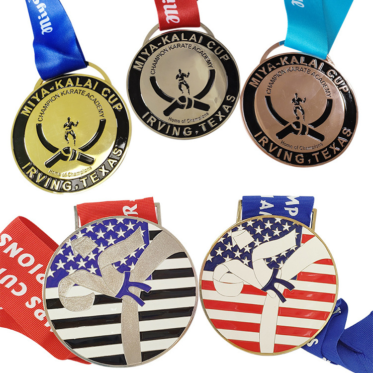 Professional Customized Metal Medal With Ribbon Blank Cycling Marathon Running Sport Fiesta Miraculous Medal