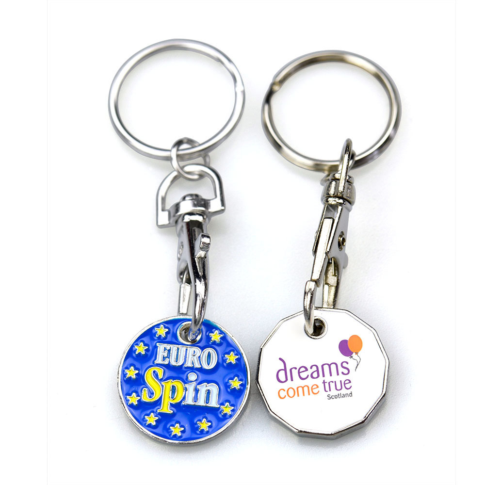 Wholesale Manufacturer Custom Trolley Token Key Ring Uk Shopping Trolley Coin Metal Key Chain Rings