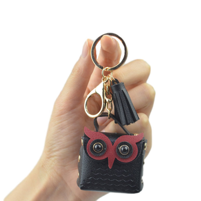 Custom Leather Key Chain Wallet Owl Coin Purse Keychain Mini Key Chain Bag Owl Keychain Holder