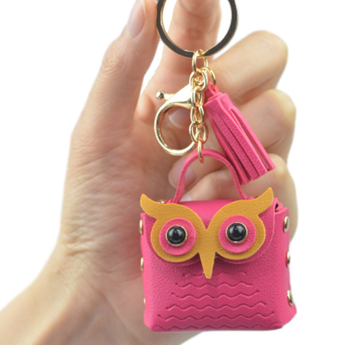 Custom Leather Key Chain Wallet Owl Coin Purse Keychain Mini Key Chain Bag Owl Keychain Holder