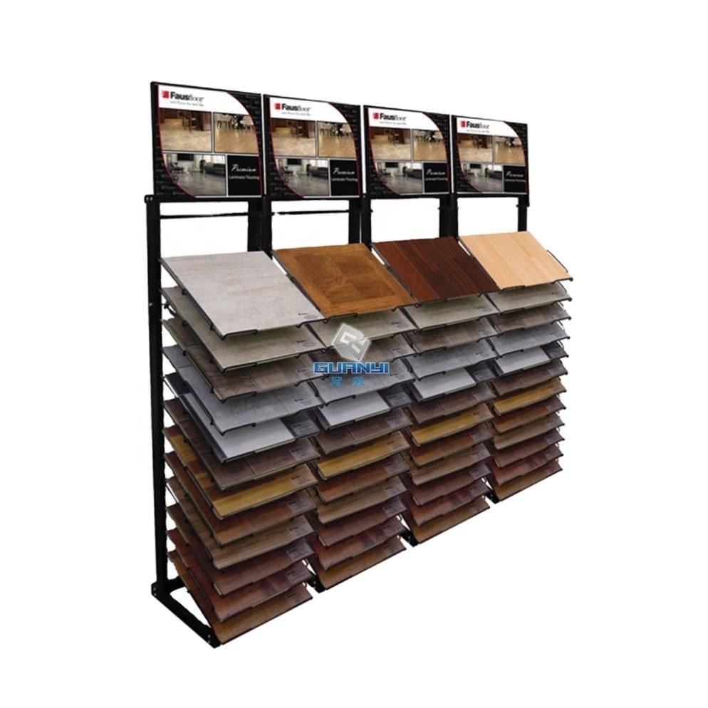 Company Racks Fabric Carpet Roll Holder Metal Sliding Rack For Tile Display Stand