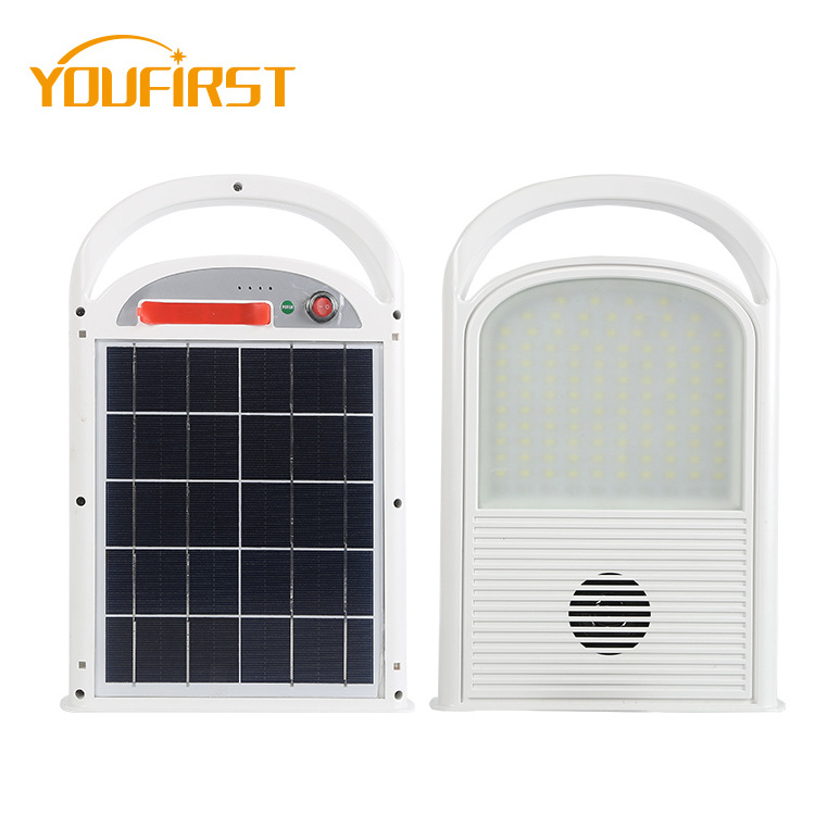 High quality portable USB charging red and blue flash ip65 50w music outdoor led solar flood light