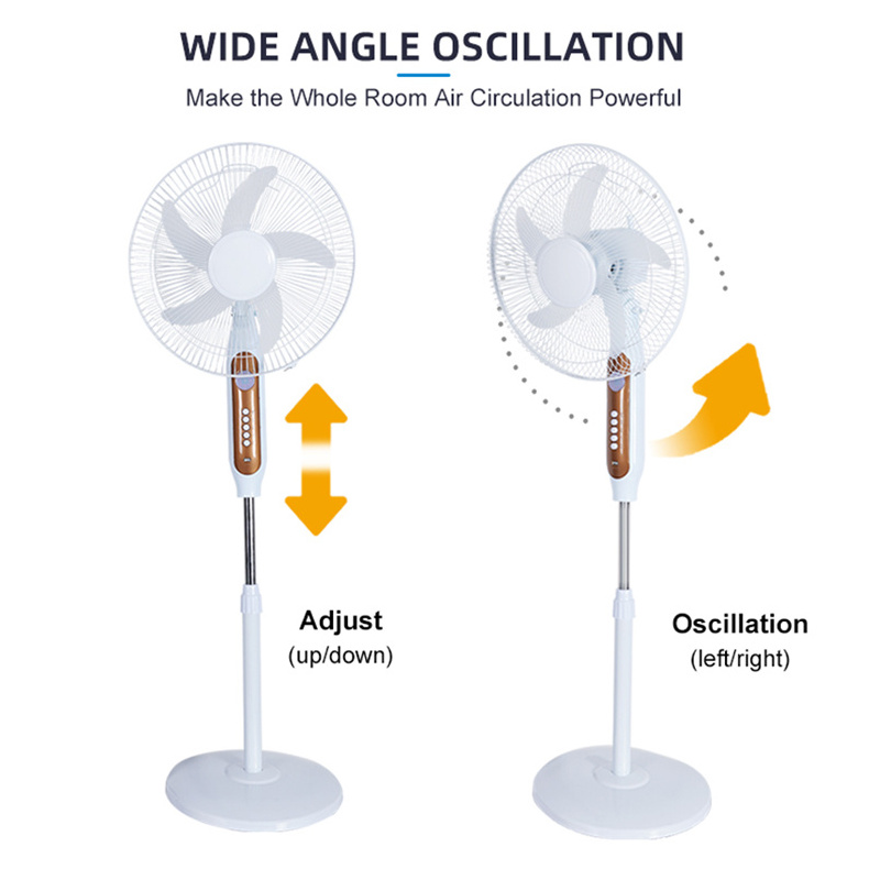 Factory Price Low Noise Standard Rechargeable Adjustable AC/DC Charging With Solar Panel Electric Floor Stand Fan